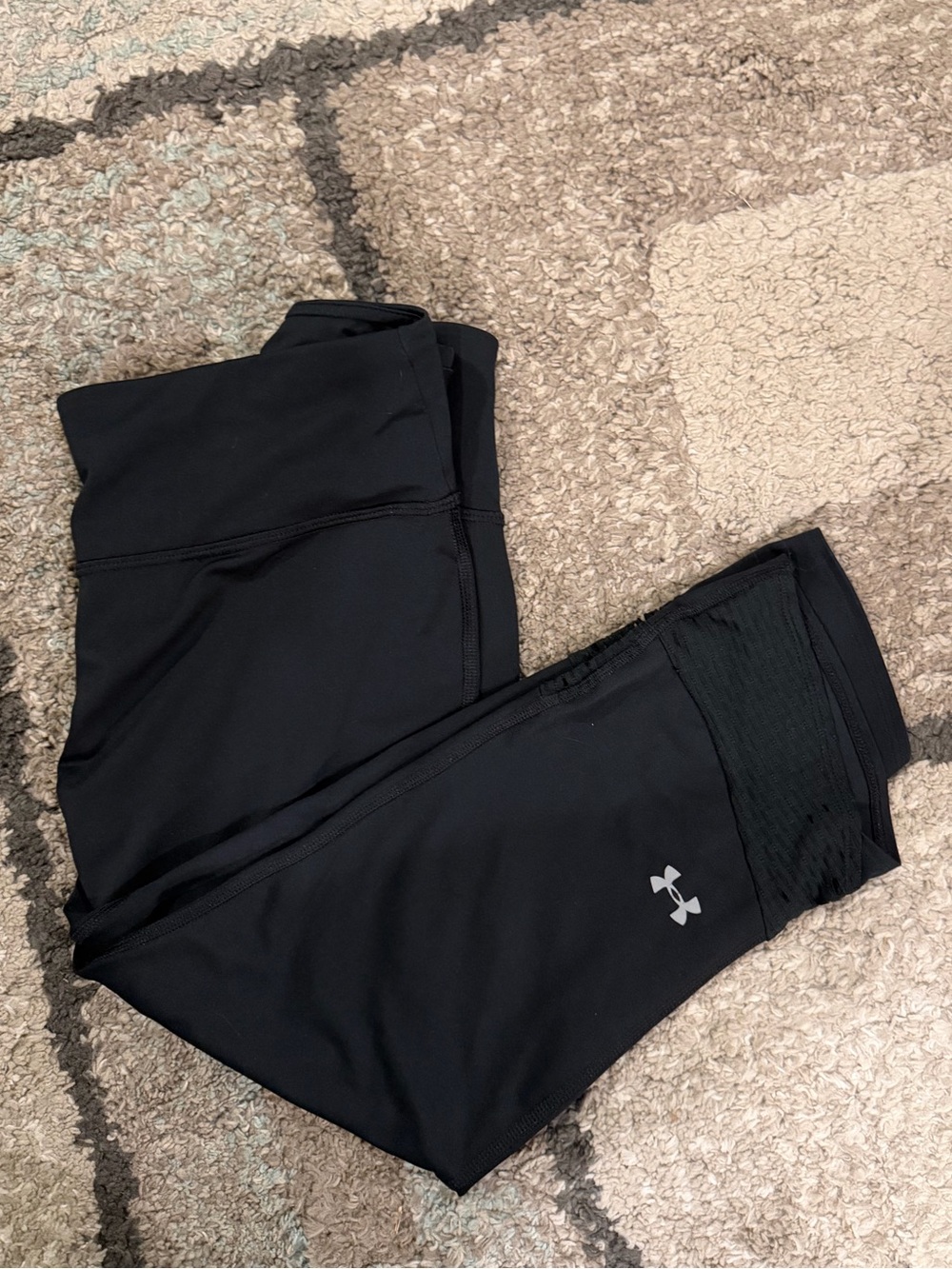 Under Armour Black Performance Cropped Leggings with Reflective Logo